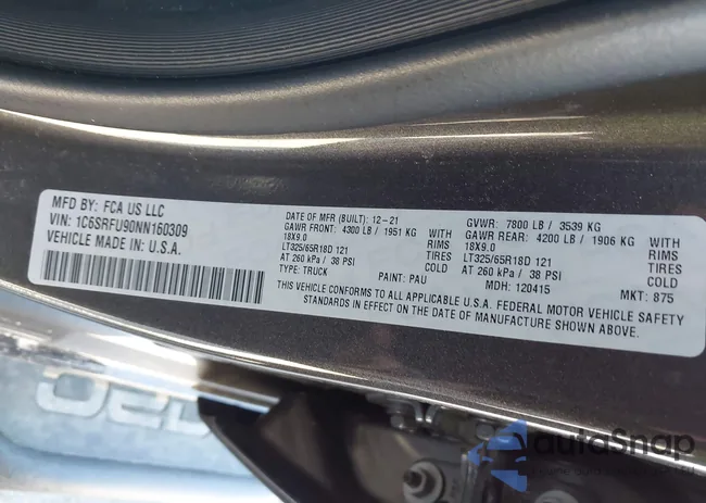 1C6SRFU90NN160309: 44389770