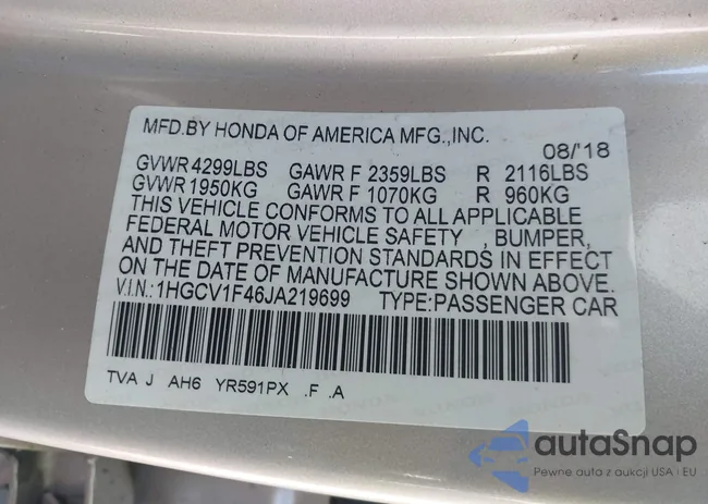 1HGCV1F46JA219699: 44389793