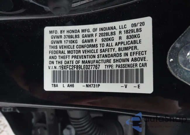19XFC2F89LE027767: 44390987