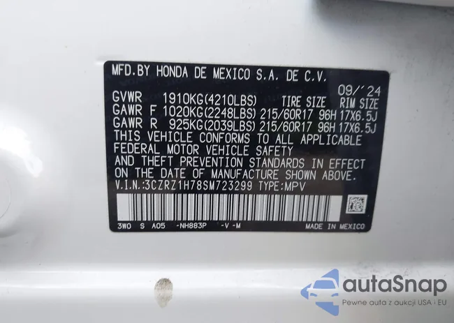 3CZRZ1H78SM723299: 44391100