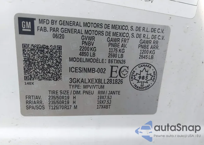 3GKALXEX8LL281826: 44391125