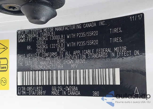 2T2BZMCA2HC127968: 44391159