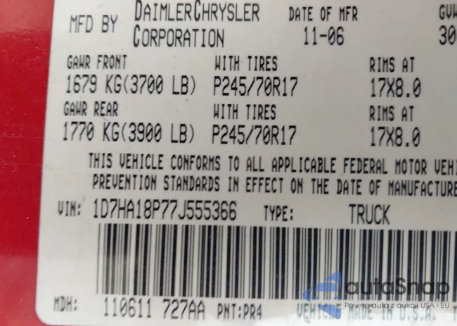 1D7HA18P77J555366: 44391161