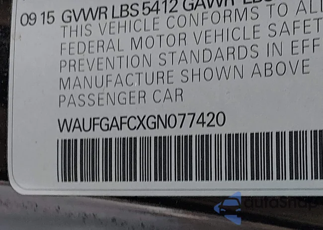 WAUFGAFCXGN077420: 44391209