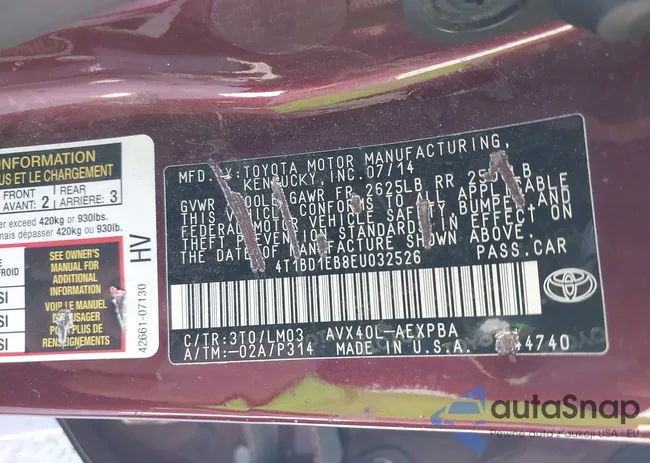 4T1BD1EB8EU032526: 44391291