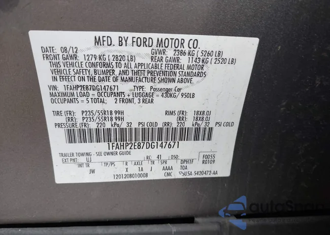 1FAHP2E87DG147671: 44391403