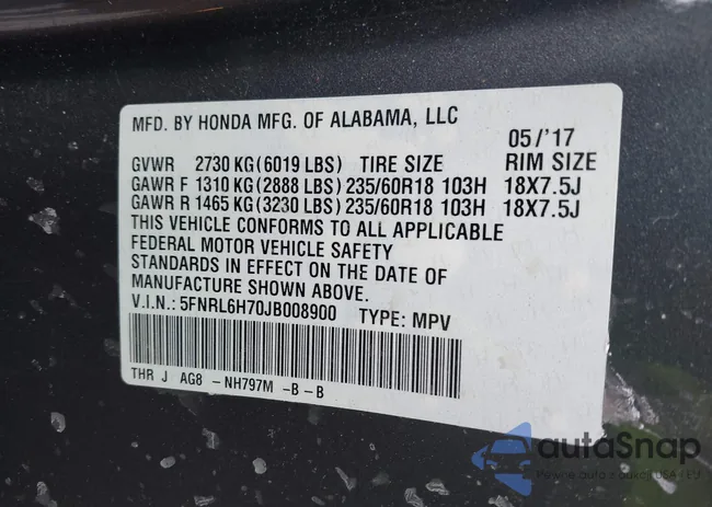 5FNRL6H70JB008900: 44390826