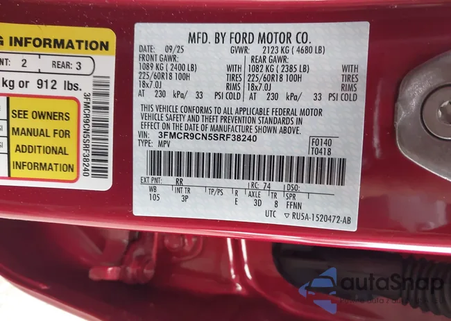 3FMCR9CN5SRF38240: 44391937