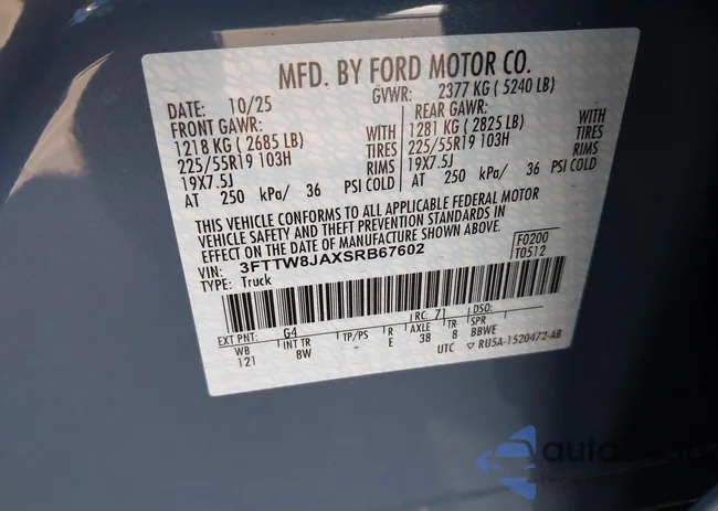 3FTTW8JAXSRB67602: 44391965