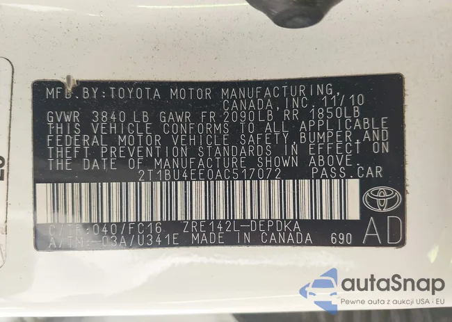 2T1BU4EE0AC517072: 44391967