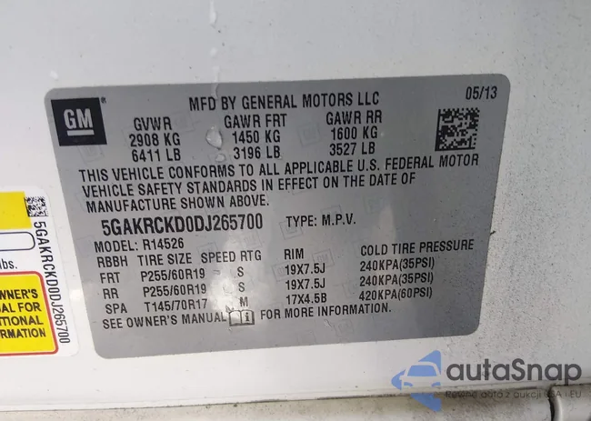 5GAKRCKD0DJ265700: 44392035