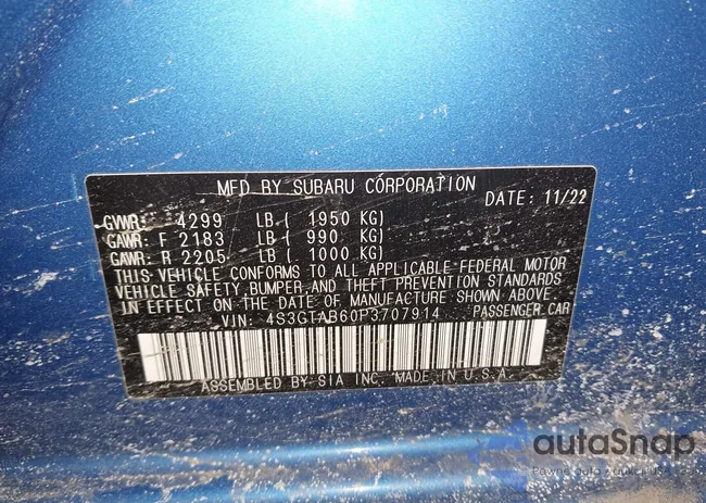 4S3GTAB60P3707914: 44392146