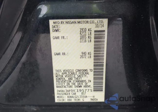 1N4AL3AP3FC195775: 44392200