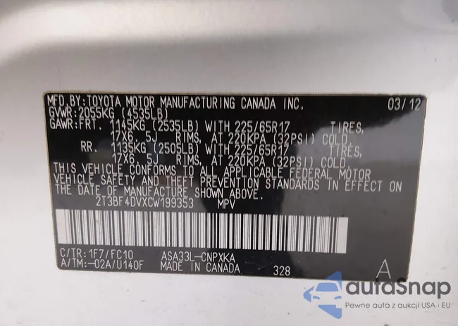 2T3BF4DVXCW199353: 44392345