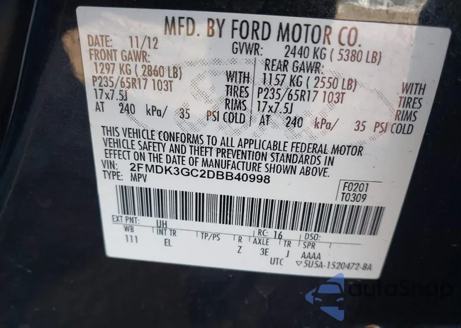 2FMDK3GC2DBB40998: 44392396