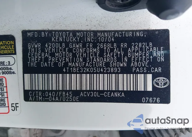 4T1BE32K05U423893: 44392412