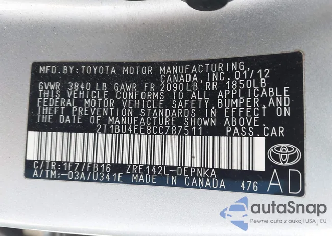 2T1BU4EE8CC787511: 44391473