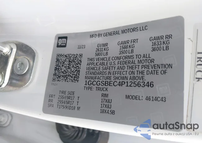 1GCGSBEC4P1256346: 44393067