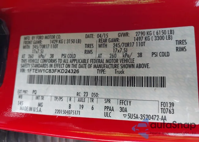 1FTEW1C83FKD24326: 44393149