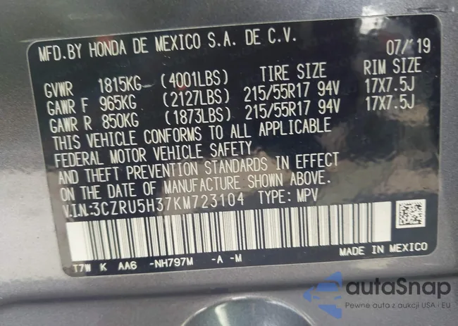 3CZRU5H37KM723104: 44393230