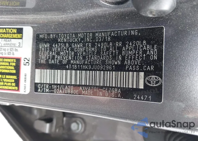 4T1B11HK9JU092961: 44393249