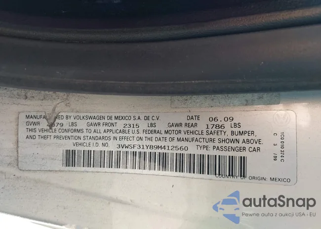 3VWSF31Y89M412560: 44393336