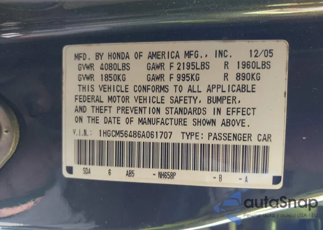 1HGCM56486A061707: 44392553