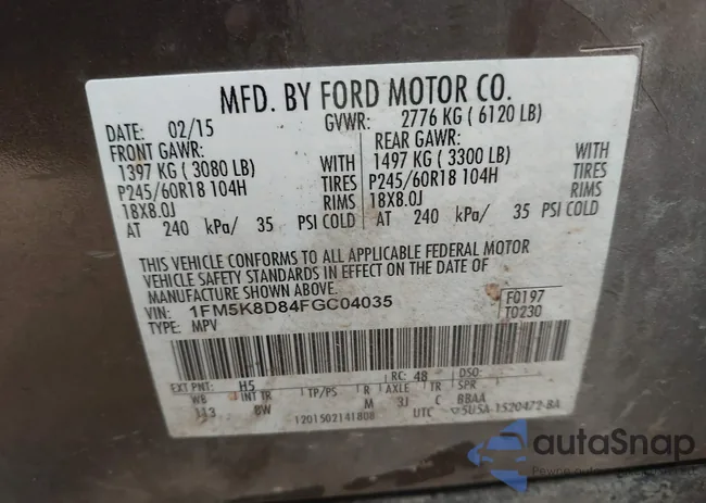 1FM5K8D84FGC04035: 44392622