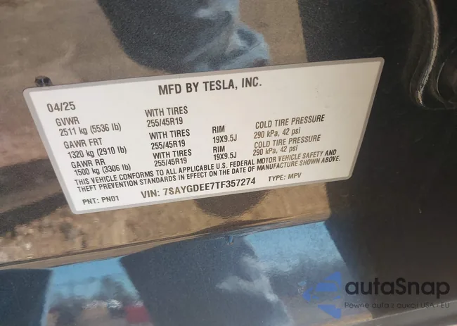 7SAYGDEE7TF357274: 44394250