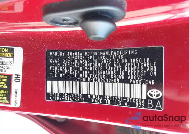 5YFBURHE6HP612609: 44394326