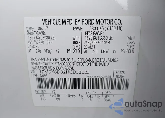 1FM5K8D82HGD33023: 44393520