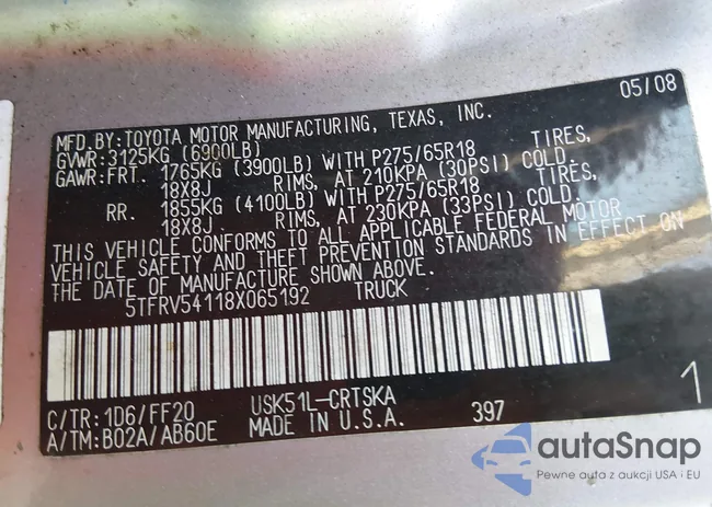 5TFRV54118X065192: 44393589