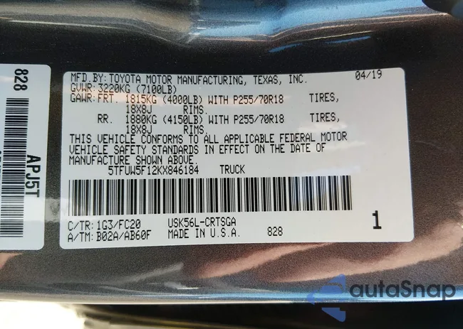 5TFUW5F12KX846184: 44393623