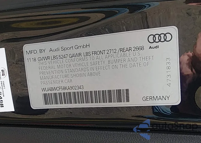 WUABWCF58KA902343: 44393770