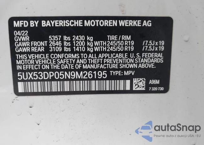 5UX53DP05N9M26195: 44393802