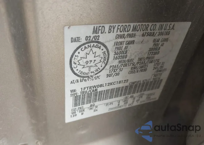 1FTRW08L12KC18122: 44393818