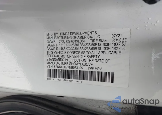 5FNRL6H77NB033105: 44395087