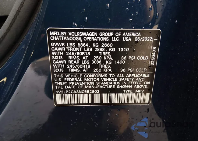 1V2LP2CA3NC552802: 44395097