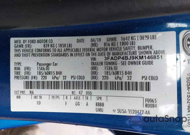 3FADP4BJ9KM146851: 44395141