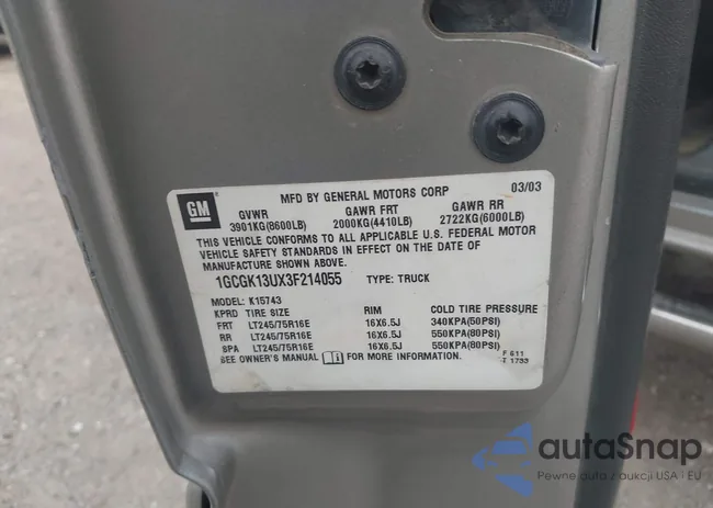 1GCGK13UX3F214055: 44395213