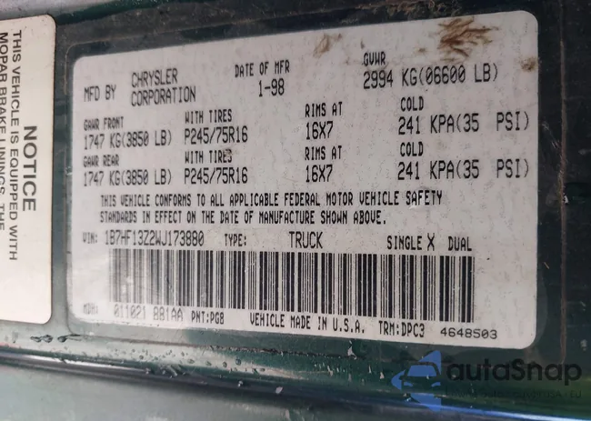 1B7HF13Z2WJ173880: 44395262