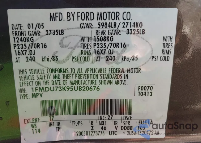 1FMDU73K95UB20676: 44395346