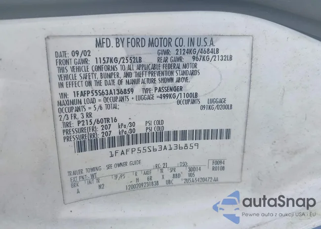 1FAFP55S63A136859: 44395350