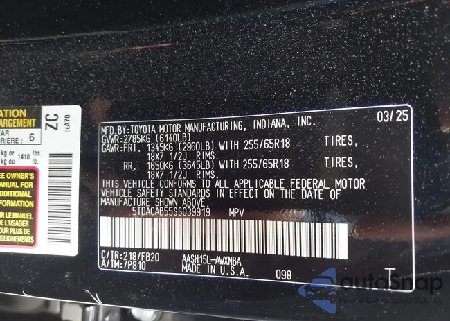 5TDACAB55SS039919: 44395380