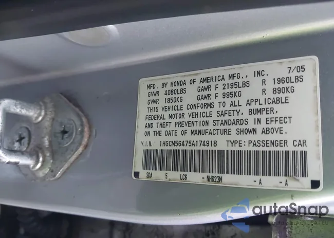 1HGCM56475A174918: 44395434