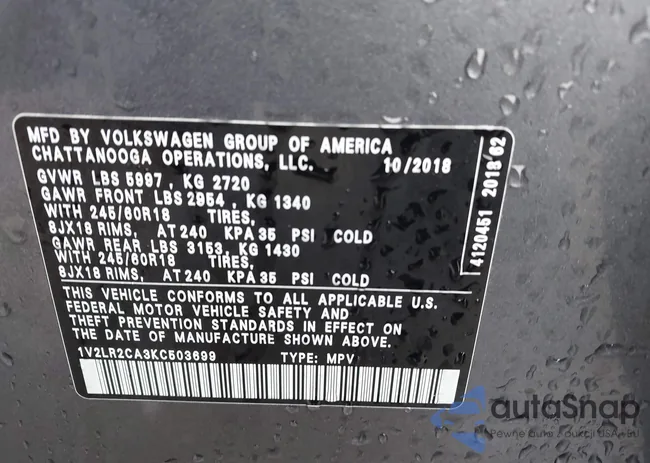 1V2LR2CA3KC503699: 44394569