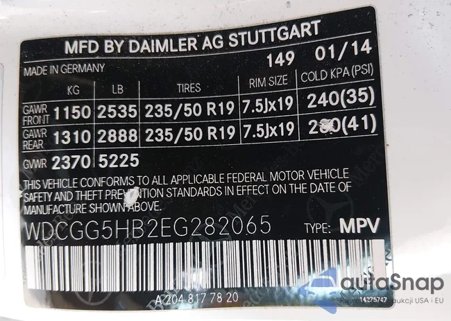 WDCGG5HB2EG282065: 44394672