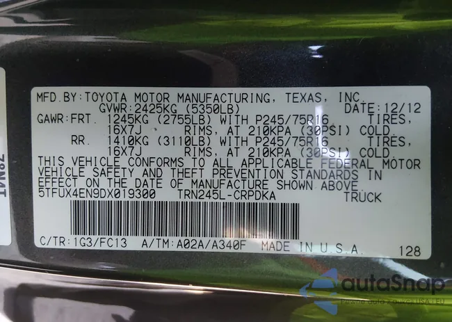 5TFUX4EN9DX019300: 44394833