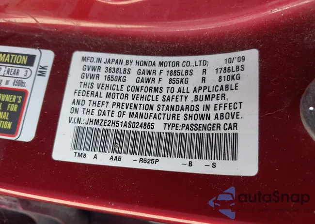 JHMZE2H51AS024865: 44394834