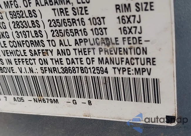 5FNRL38687B012594: 44395889